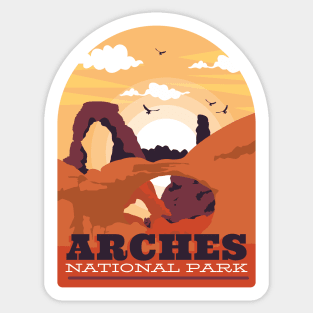 Arches National Park in Moab, Utah Vintage Retro Design Sticker